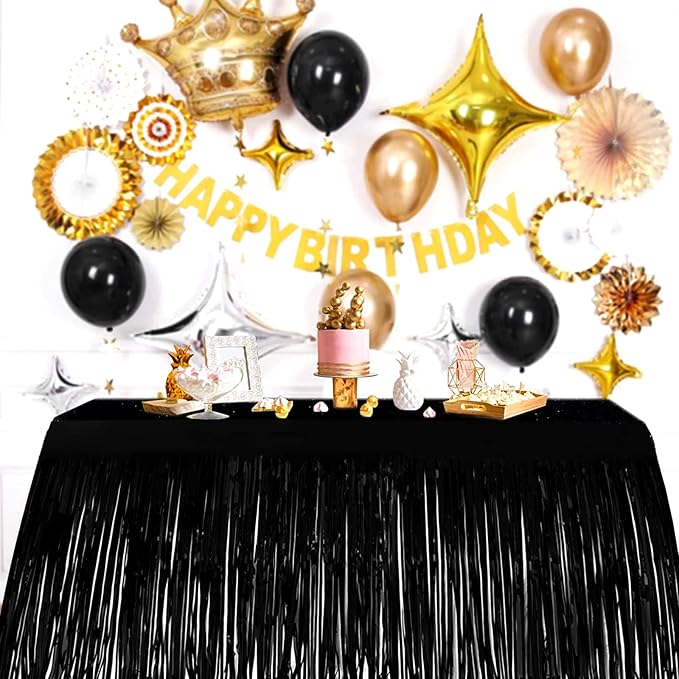 4 Pack 29x108 Inch Metallic Foil Fringe Tinsel Table Skirts - Image 5