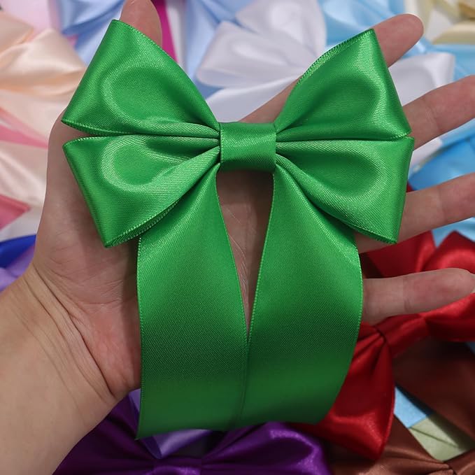 Green Solid Satin Ribbon 1-1/2 Inch 25 Yards Solid Polyester Fabric Ribbon - Image 7