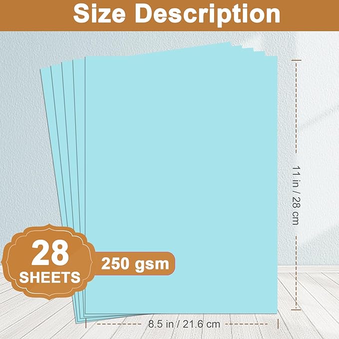 28 Sheets Light Blue Cardstock 8.5 x 11 Scrapbook Paper, 92lb Heavyweight Paper - Image 2