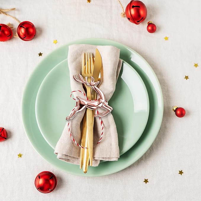 ZeeDix Set of 8 Rose Gold Elk Chic Napkin Rings - Image 3