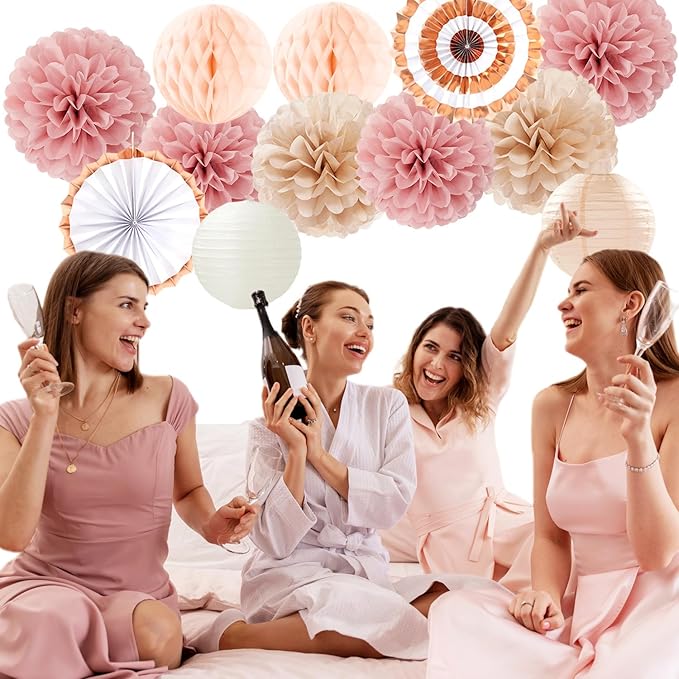 Pink Champagne-Beige Rose-Gold Boho Party-Decorations - Image 7