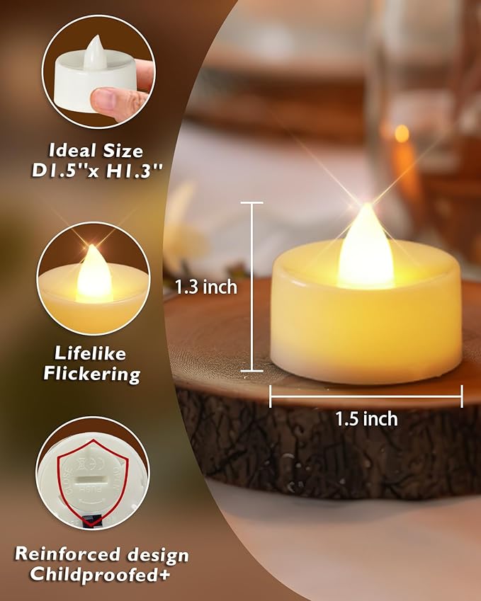 Homemory 50-Pack Flameless LED Tea Lights Candles Battery Operated, 200+Hour - Image 5