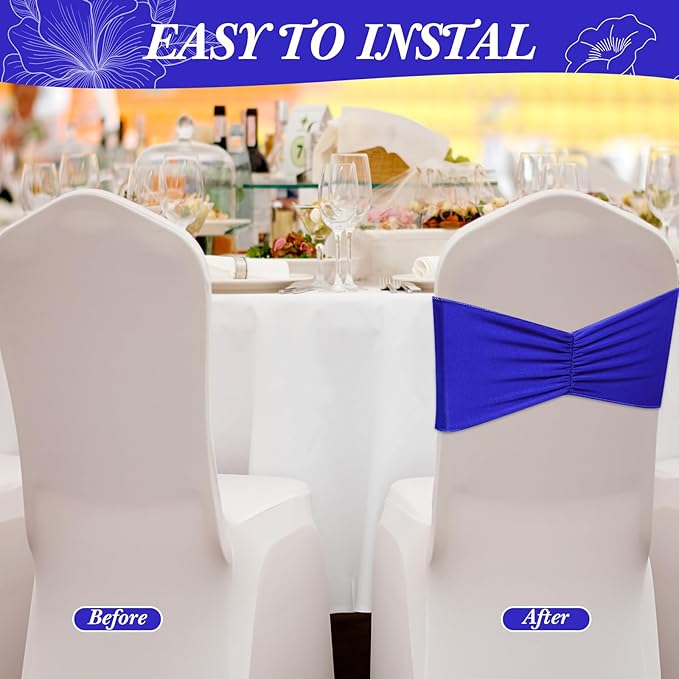 Moukeren 100 Pcs Spandex Chair Sashes Bows Bands Slider Sashes - Image 4
