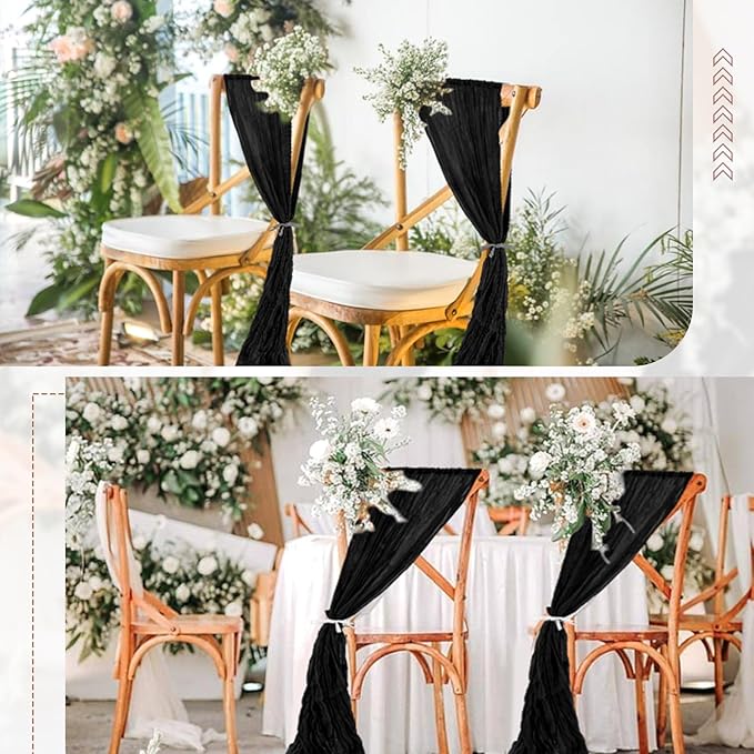 50 PCS Cheesecloth Chair Sashes Bows Wedding Aisle Decorations Chair Ribbon - Image 7