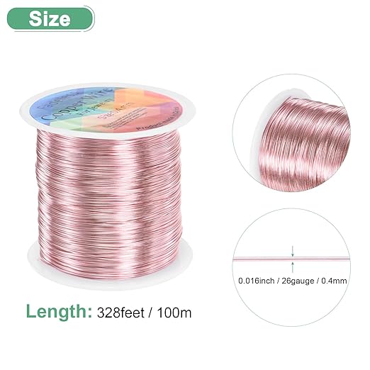 0.4mm Jewelry Wire, 26 Gauge 328FT Craft Wire Copper Beading Wire - Image 3