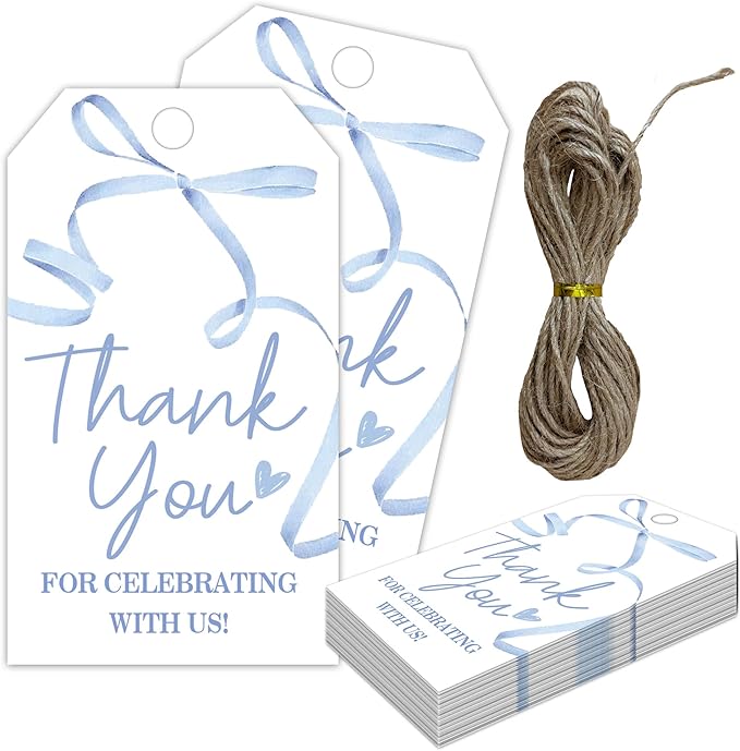 Thank You Gift Labels with String, 2x3.5 Inch Thank You by MXLINSW