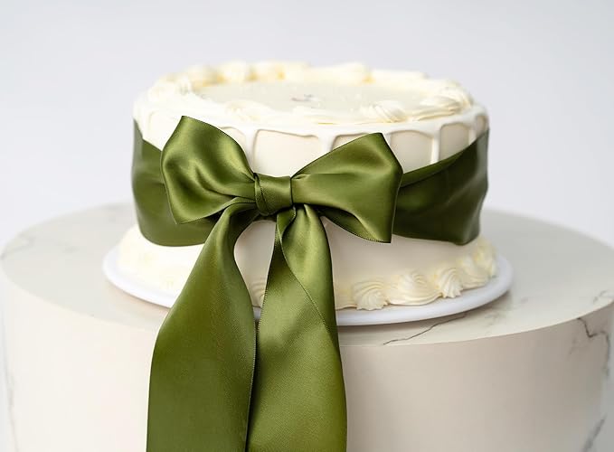 Moss Green 2.5 Inch Double-Faced Satin Ribbon 25 Yards - Image 5