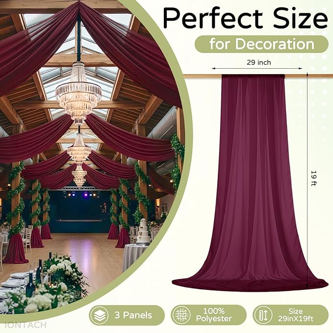 Wedding Arch Draping Fabric 29" x 19Ft Sheer Drapes - Image 2