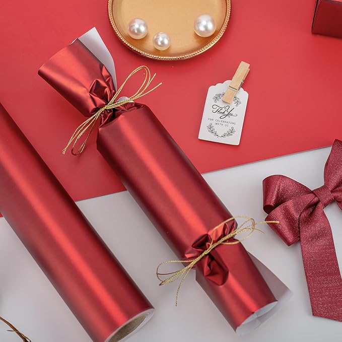 Garbendy Gift Wrapping Paper Roll-Solid Color Pearly-Lustre Paper, Valentine's - Image 3