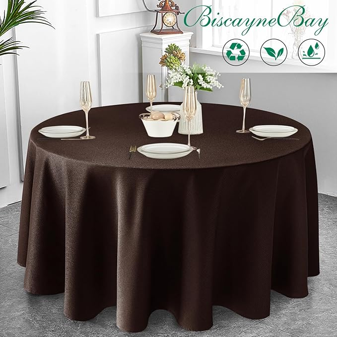 Biscaynebay Textured Fabric Round Tablecloths 90", Parties etc. Machine Washable - Image 7