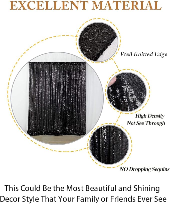 ShinyBeauty Sequin Backdrop- 5FTx10FT-Black-Sequin Photo Backdrop, Photo Booth - Image 4