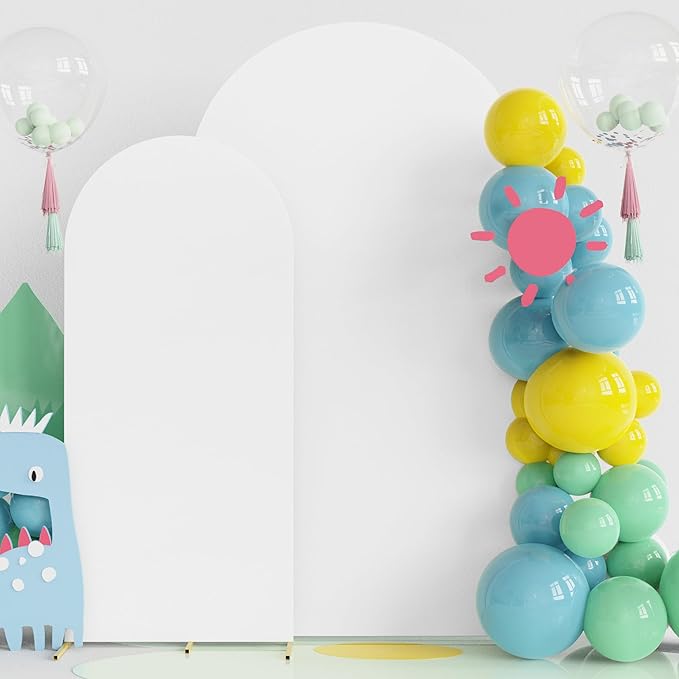 Fomcet Wedding Arch Cover 7.2FT, 6FT White Spandex Arch Backdrop Covers 2 Set by Fomcet