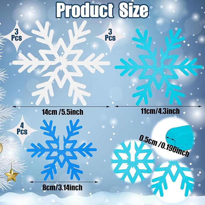 Qunclay 20 Pcs Wooden Snowflake Decorations 3D Snowflake Tabletop Decor - Image 2