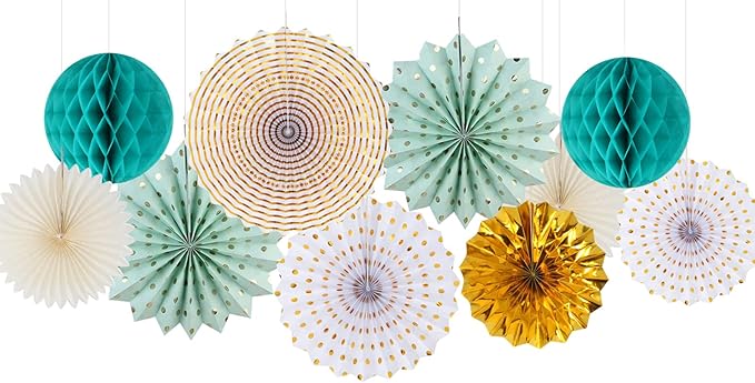 Teal-Gold Sage Green Party-Decoration - Image 2