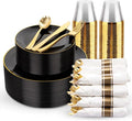KIRE 175Pcs Black Plates Disposable by KIRE