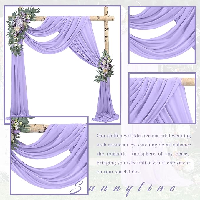 Wedding Arch Draping Fabric 4 Panels 20Ft Length x 28" Width Lilac Arch Drapes - Image 3