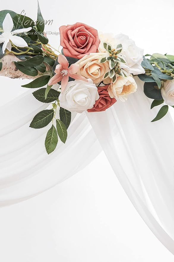 Floroom Wedding Arch Draping Fabric 2 Panels 20Ft White Chiffon Fabric Drapes - Image 4