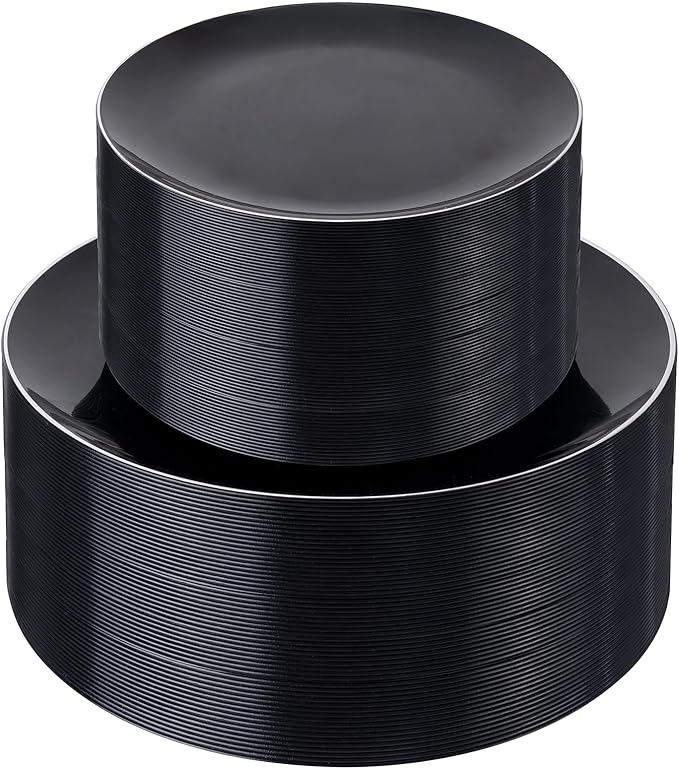 bUCLA 100PCS Black Plastic Plates by BUCLA