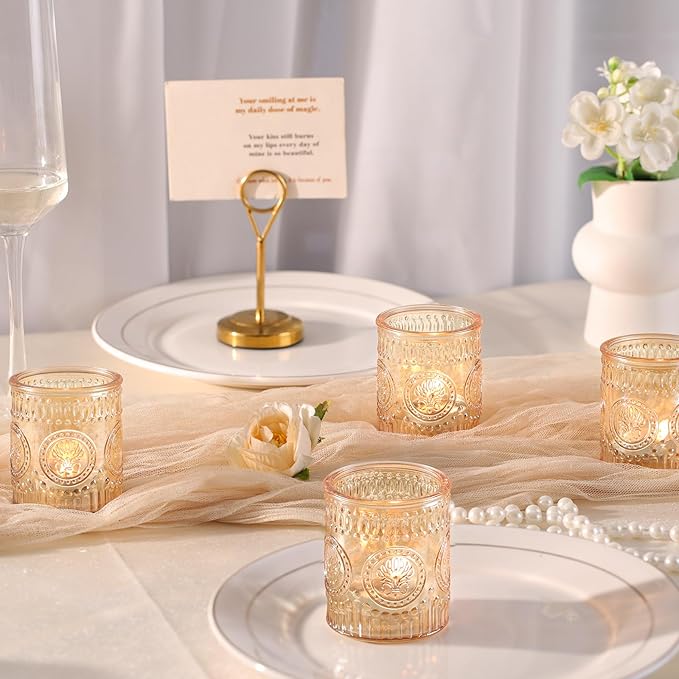 24 Pcs Gold Votive Candle Holders, Glass Tealight Candle Holders - Image 4
