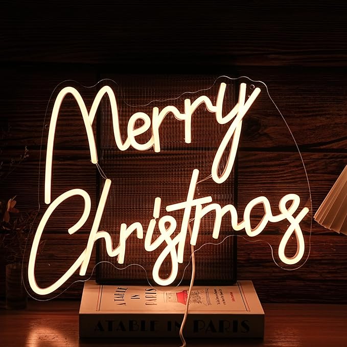 Merry Christmas Neon Sign USB Powered Merry Christmas Neon Light Sign by LISIGNVE