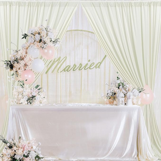 10 ft x 10 ft Wrinkle Free Ivory Backdrop Curtain - Image 8