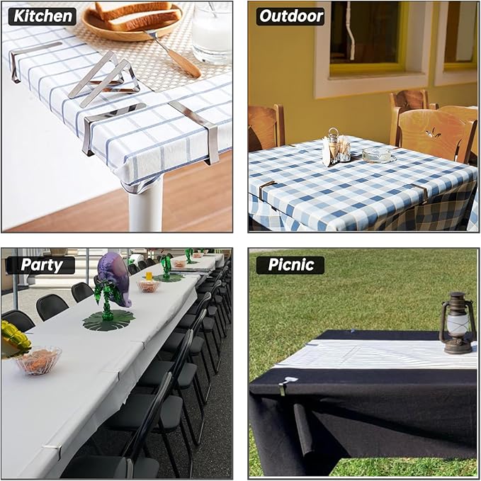 TriPole Tablecloth Clips 32 Pack Picnic Table Clips, Stainless Steel Table - Image 3