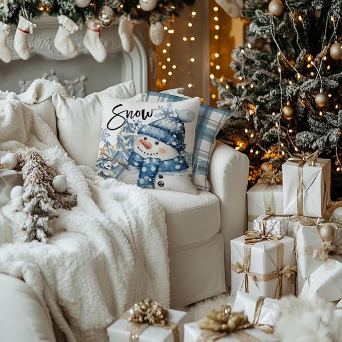 GEEORY Winter Christmas Throw Pillow Covers 18 x 18 Inch Set of 4, Xmas Trees - Image 8