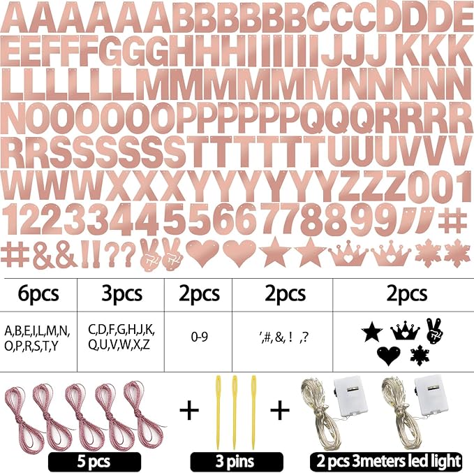 167Pcs DIY Glitter Customizable Banner Kit Happy Birthday Custom Letters Banner - Image 3