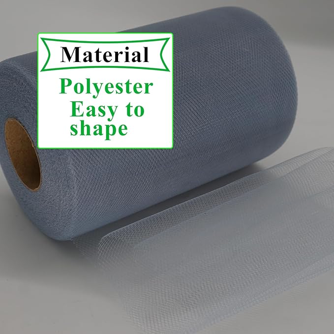 Dusty Blue Tulle Fabric Rolls 6 Inch by 100 Yards Fabric Spool Tulle Ribbon - Image 4