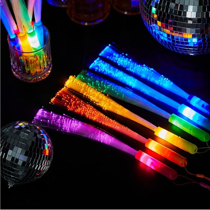 Lewtemi 60 Pack Fiber Optic Wand Glow Wand LED Light Up Wand Bulk - Image 2