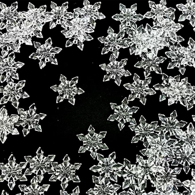 HappyFiller Sensory Bin Filler Gems 114 PCS Clear Mini Acrylic Snowflake No - Image 6
