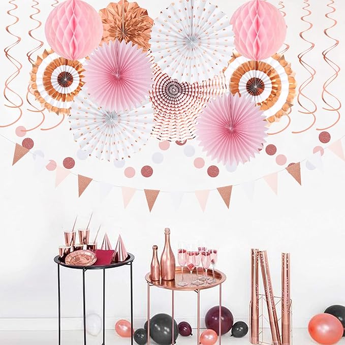 Rose-Gold Pink-White Graduation Party-Decorations - Image 4