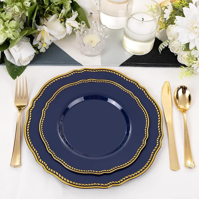 Hioasis 60pcs Blue Plastic Plates - Image 2