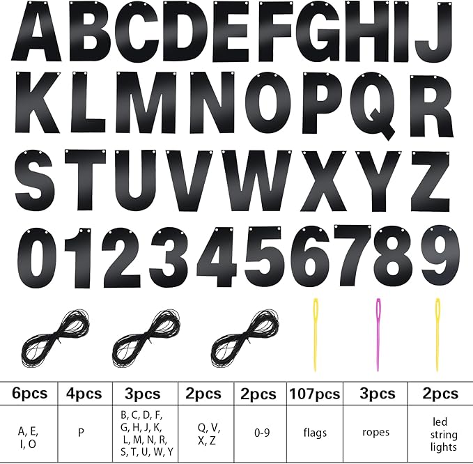 TaoBary 112 Pcs DIY Letter Kit Glitter Customizable Banner Letters Include 107 - Image 3