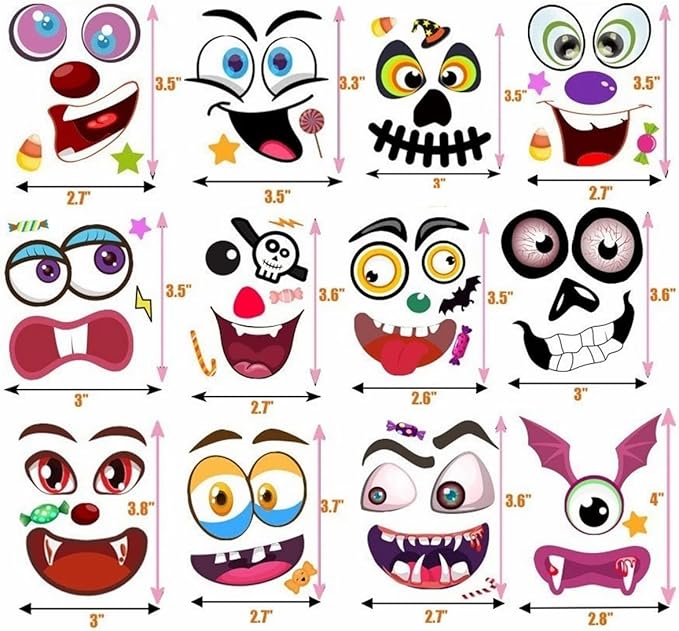 48Packs Pumpkin Decorating Kit, Make Your Own Small Pumpkin face Stickers - Image 5