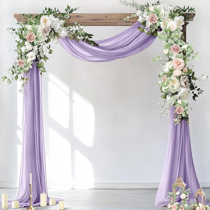 Socomi Wedding Arch Draping Fabric 3 Panels 29" x 19Ft Lavender Purple Sheer by Socomi