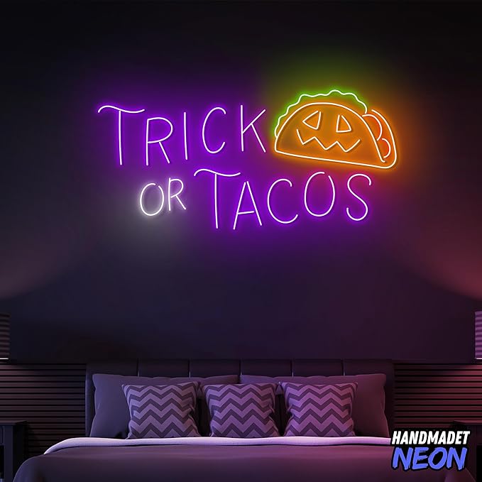 Personalized Trick Or Tacos Halloween Neon Sign Accessories, Custom Restaurant - Image 2