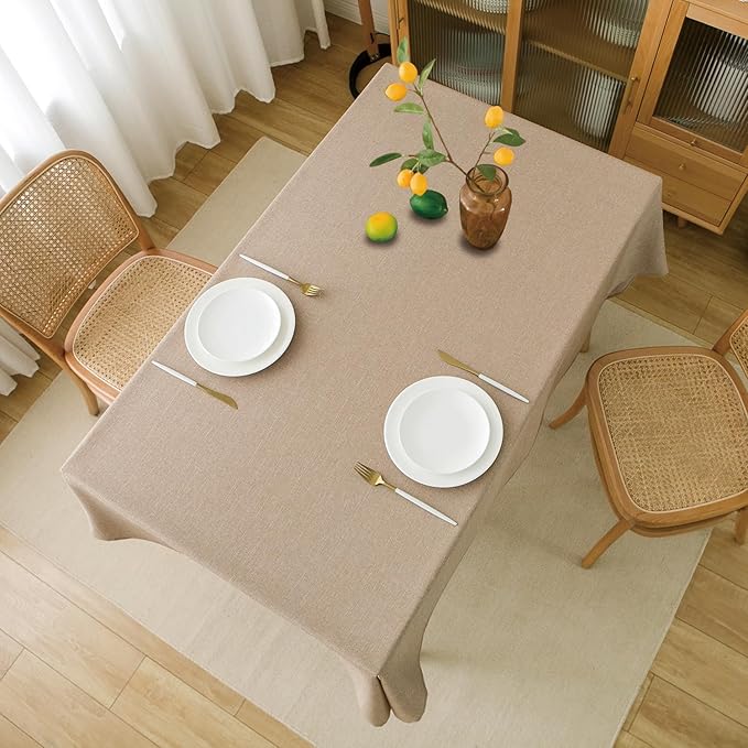 NLMUVW Linen Tablecloth Rectangle 90 Inch Burlap Rustic Textured Table Cloth - Image 7