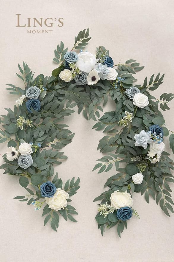 Ling's Moment Flower Garland - 6FT Eucalyptus & Rose - Sweetheart Table Decor - Image 8
