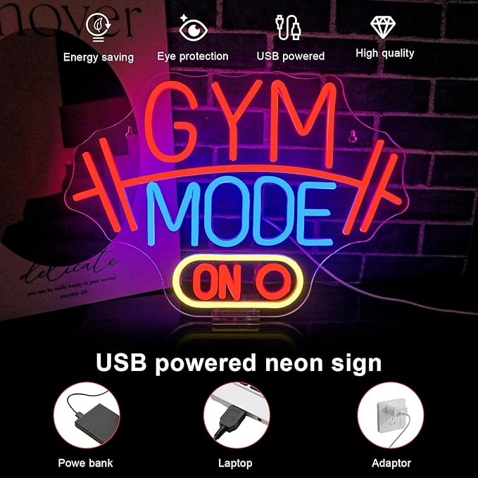 Lucunstar Gym Mode Neon Sign, Dimmable Switch USB Powered - Image 4