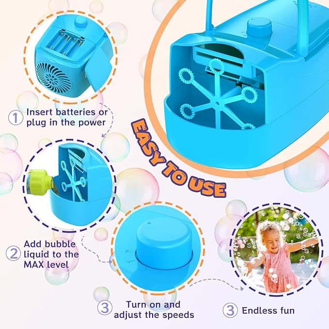 Bubble Machine, 18000+ Bubbles Per Minute Bubble Maker Blower - Image 4