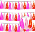 3P Hot Pink Orange LightPink Metallic Fringe Banner Garland Foil Tinsel by Xuuf