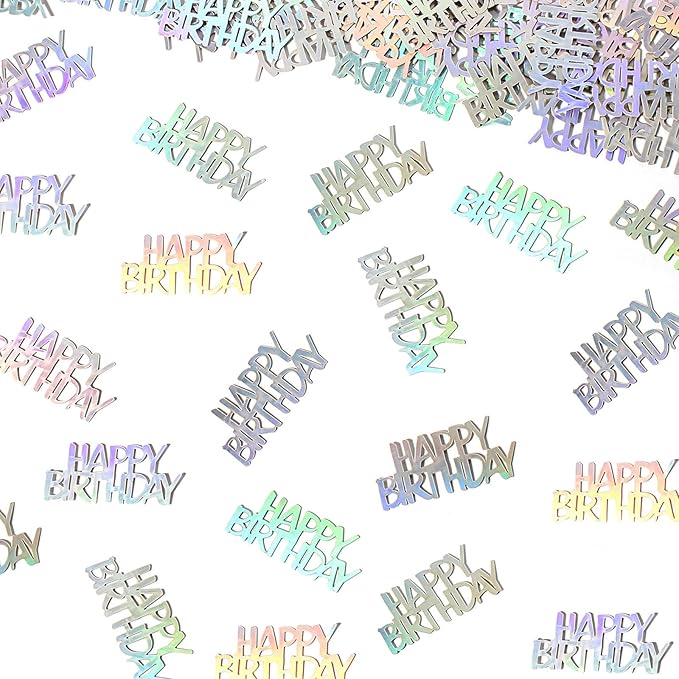 Birthday Confetti Happy Birthday Party Table Decorations Rainbow Silver Paper by Vofrise