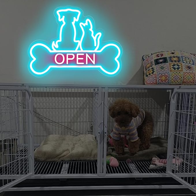 Pet Shop Open Neon Sign LED Dog And Cat Open Sign Bright Pet Grooming Salon - Image 7