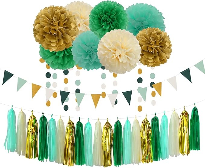 Sage-Green Beige-Gold Baby Bridal-Shower Decorations by LastingSurprise