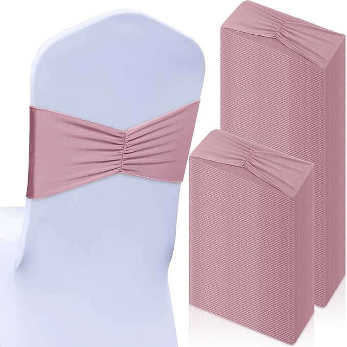 Moukeren 100 Pcs Spandex Chair Sashes Bows Bands Slider Sashes by Moukeren