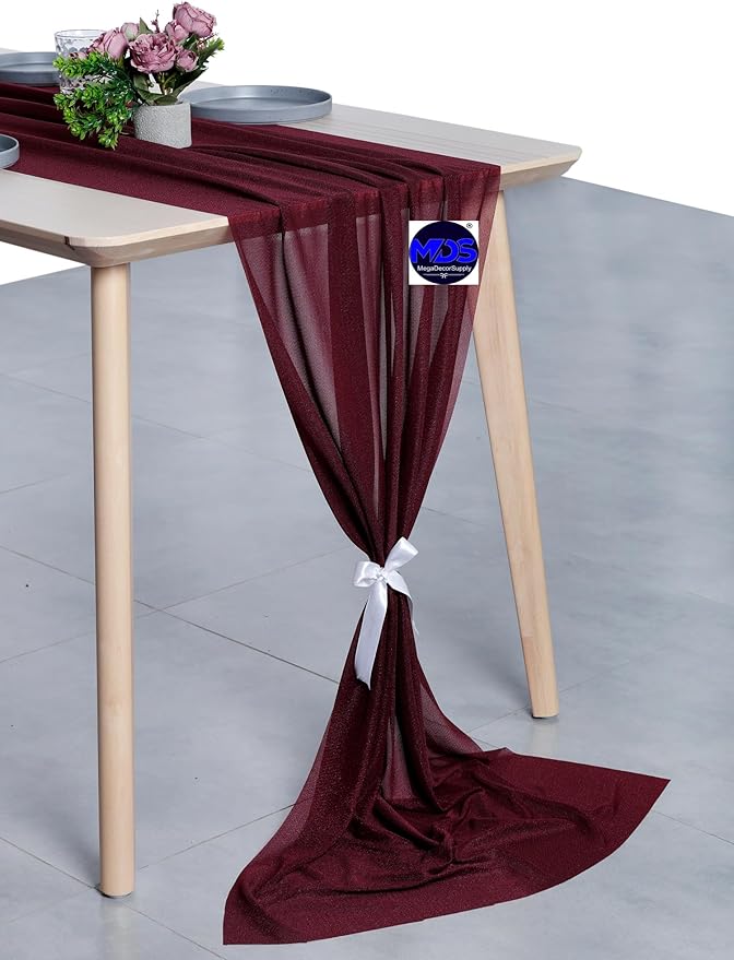 MDS 20 Pack 10ft Chiffon Table Runner 29 x 120 Inches Sheer Wedding Runner - Image 3