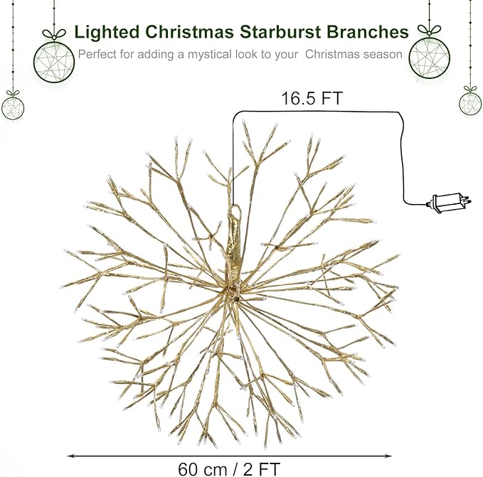Christmas led Sparkle Ball Hanging Outdoor décorations -Haning Twig Ball - Image 3
