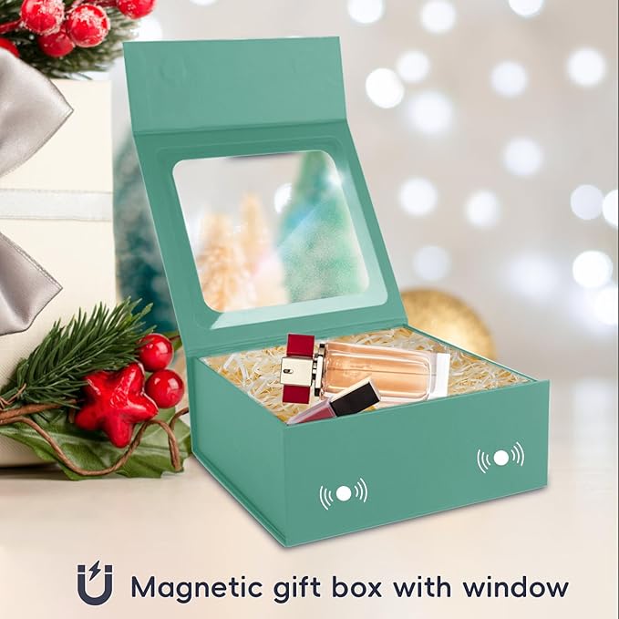 Light Green Gift Box with Window, 7.5"x7.5"x3.1" Bridesmaid Boxe - Image 7