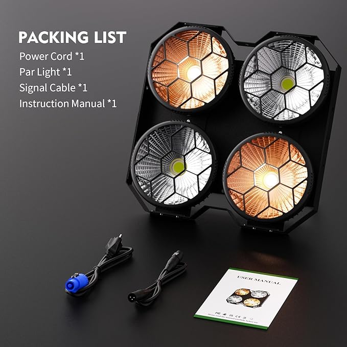Stage Lights, 4X100W COB Spotlight LED Par Can Retro Lights, 2 in 1 Cool White - Image 6